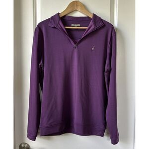 Peter Millar Pullover Mens Medium Purple Crown Sport 1/4 Zip Golf Athleisure
